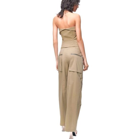 ZARA NWT Topstitched zippered pants in Taupe Size L - Picture 1 of 12